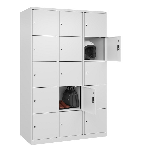 C+P Schließfachschrank Evolo PLUS, 15 Fächer, 1850x1200x500mm, 9016/9016, 049000-325 S10020