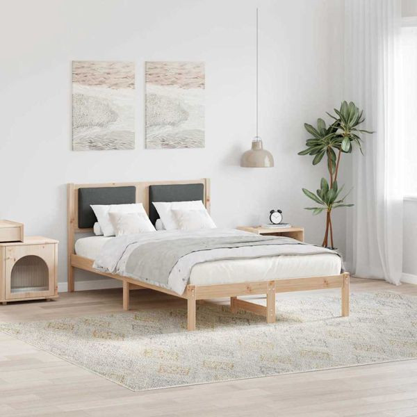 vidaXL Bettrahmen Dunkelgrau 120 x 190 cm Massives Kiefernholz, 878135