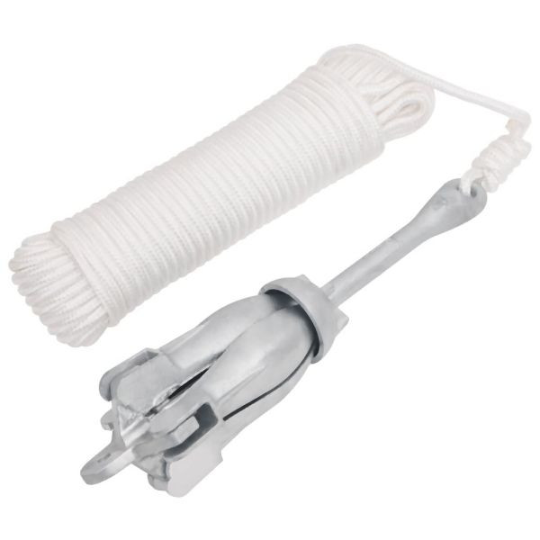 vidaXL Klappanker mit Seil Silber 4 kg feuerverzinktes Gusseisen, 94276