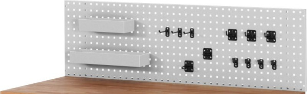 RAU Lochplatte zur Werkbankmontage, 3000(2x1500)x15x450mm, 4 Kästen 12 Halterungen, 09-L3000DM-01.12