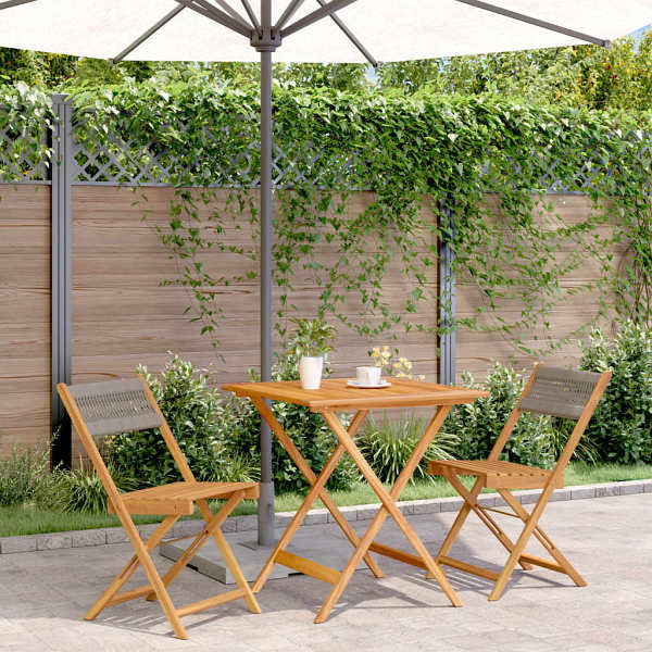 vidaXL 3-tlg. Bistro-Set Grau Polypropylen und Massivholz, 3281866