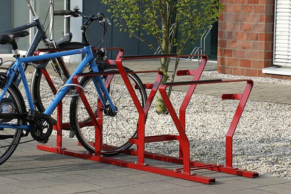 Rasti ZANCARA Fahrradständer, 6er Stand, zweiseitige Ausführung, Bodenbefestigung (zum Aufschrauben), Haltebügel abwechselnd hoch/tief angeordnet, F61054