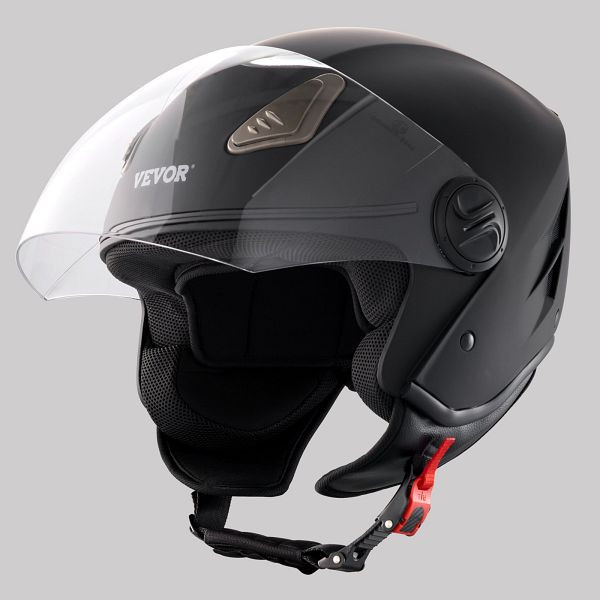 VEVOR 3/4-Gesicht Motorrad Motocrosshelm Motorradhelm, 59-60cm Schwarz Größe L, MTC34KOZBLMHWFVY2V0