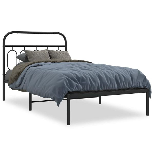 vidaXL Bettgestell mit Kopfteil Metall Schwarz 107x203 cm, 377113