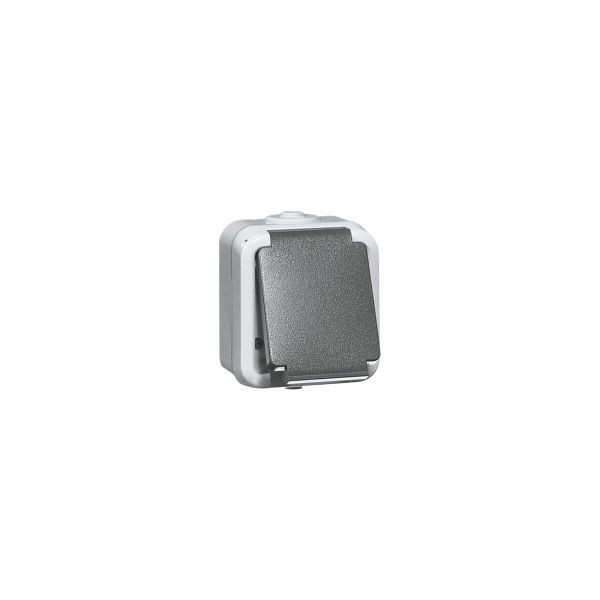 PEHA Steckdose 1f grau glänzend AP Klappdeckel IP54 horizontal/vertikal Komplettgehäuse D6620WAB, 120242