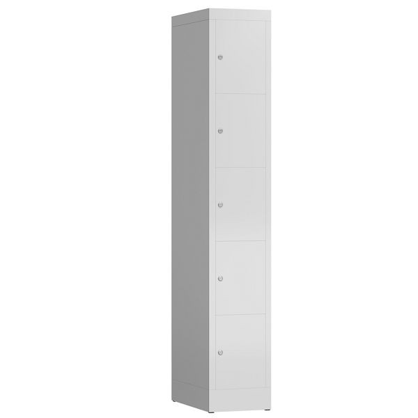 Lüllmann ClassiX Schließfachschrank, 1 Abteil, 5 Fächer, 1800 x 310 x 500 mm, lichtgrau, X-520510
