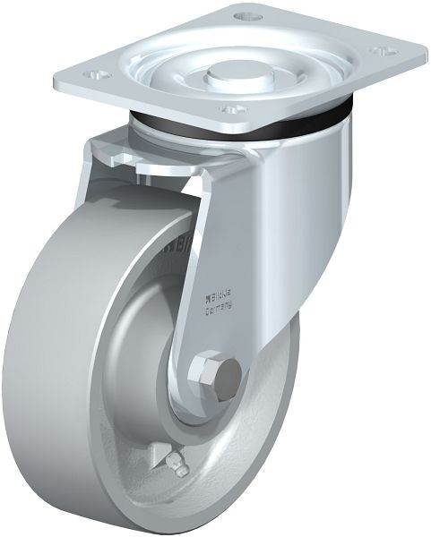 Blickle LK-G 150K Stahlblech-Lenkrolle, schwere Ausführung, mit Anschraubplatte, Guss, Grau, 281188