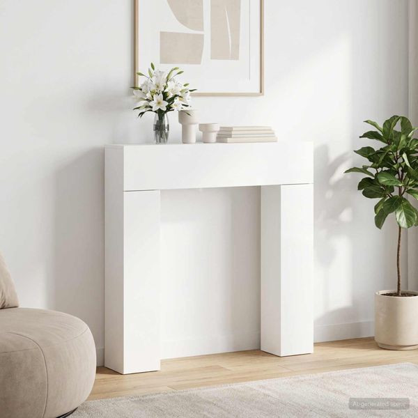 vidaXL Kaminumrandung Weiß 102 x 18 x 100,5 cm Holzwerkstoff, 8006598