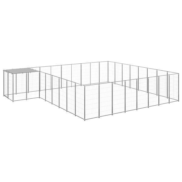 vidaXL Hundezwinger Silbern 20,57 m² Stahl, 3082234, 8720286665084