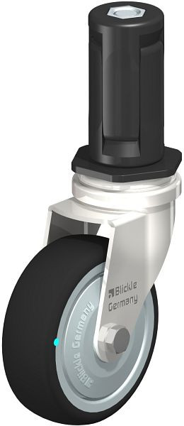 Blickle LRXA-PATH 75KD-FK-EXR04 Edelstahl-Apparate-Lenkrolle mit Expander, Thermoplastisches Polyurethan, Grau, 853379