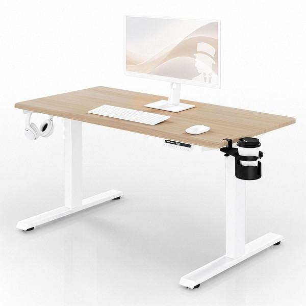 Jan Nowak Elektrischer Schreibtisch mit Höhenverstellung ergonomisch weiß/Sonoma-Eiche, 1200x600 mm, ARIA 1200, 2734