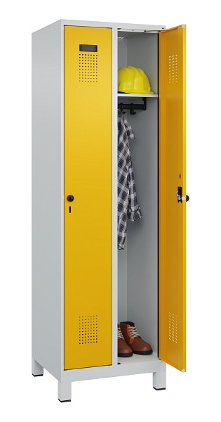 C+P Spind Evolo PLUS, mit Füßen, 2 Abteile, 1950x600x500mm, 7035/1004, Verschluss Drehriegel, Ablageböden 2, 049010-20 S10000