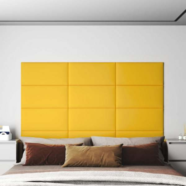 vidaXL Wandpaneele 12 Stück Gelb 60x30 cm Samt 2,16 m², 343869
