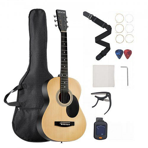 VEVOR Dreadnought Akustik Gitarre 39 in / 990,6 mm Anfängerpaket für Erwachsene Natur, YJMYJT39INCHAD6BN001V0