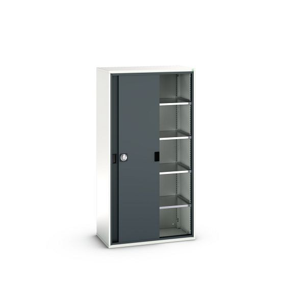 bott verso Schiebetürschrank, mit 4 Fachböden, BxTxH: 1050 x550 x 2000 mm, Lichtgrau / Anthrazitgrau, 16926281.19