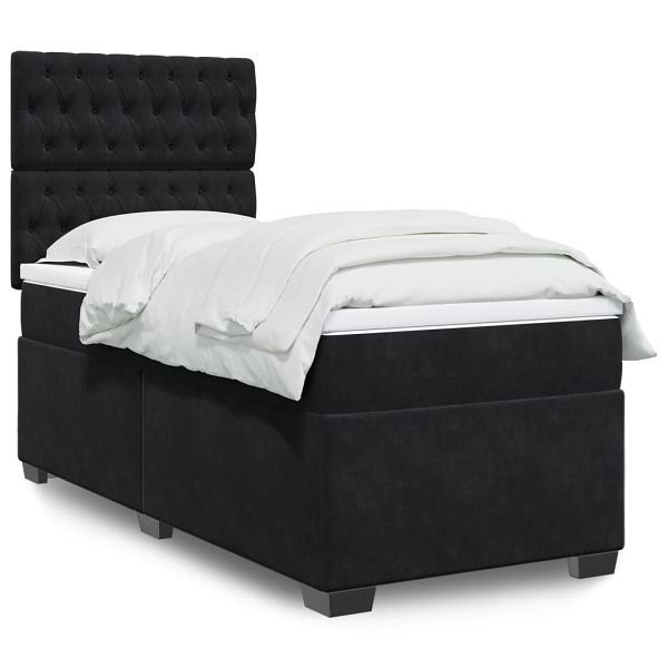 vidaXL Boxspringbett mit Matratze Schwarz 80x200 cm Samt, 3290770