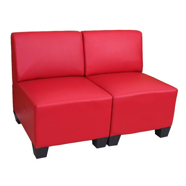 Mendler Modular 2-Sitzer Sofa Couch Lyon, Kunstleder, rot, ohne Armlehnen, 2x21691