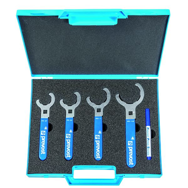 Prevost PPS CK- Aluminiumrohr- Verbinder- Montageschlüssel- Koffer, Inhalt=1 Montageschlüssel Ø 40mm, 1 Montageschlüssel Ø 50mm, 1 Makierstifft, PPS CK4050