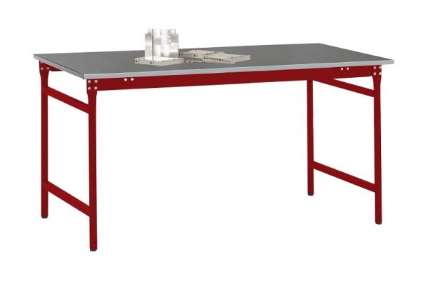 Manuflex Beistelltisch BASIS stationär mit Blechbelag-Platte in Rubinrot RAL 3003, BxTxH: 1500 x 800 x 780 mm, Rubinrot, BB3064.3003