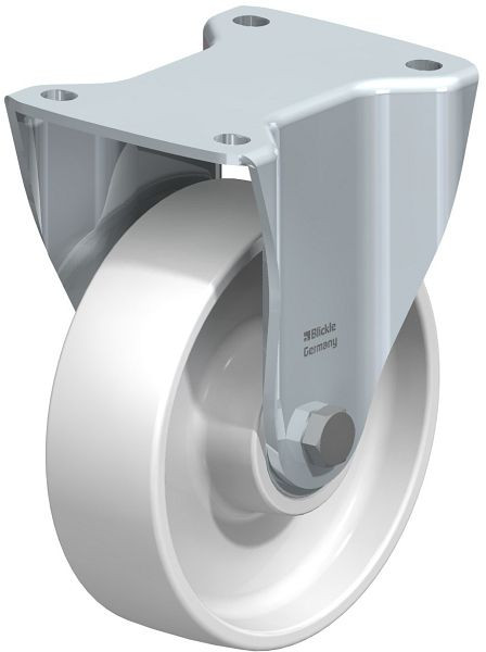 Blickle BH-PO 160K Stahlblech-Bockrolle, Schwerlast-Ausführung, mit Anschraubplatte, Polyamid, Weiß, 580407