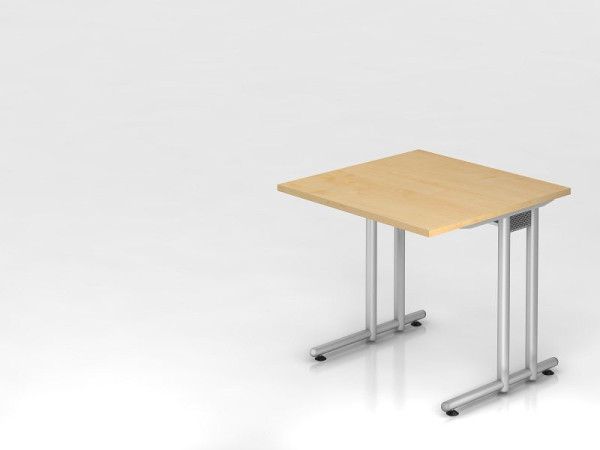 Hammerbacher Schreibtisch C-Fuß 80x80cm Ahorn/Silber, Arbeitshöhe 72 cm, VNS08/3/S