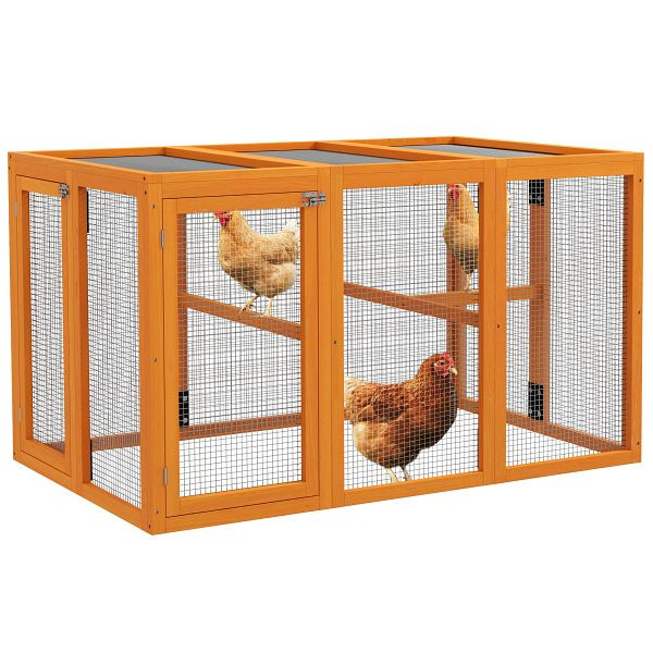 PawHut Hühnerstall für 1-3 Hühner, Holzrahmen, Stahldraht, erweiterbares Design, Holzsitzstangen, Orange, D51-421V00OG