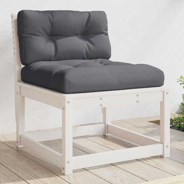 vidaXL Gartensofa mit Kissen Weiß Massivholz Kiefer, 844690