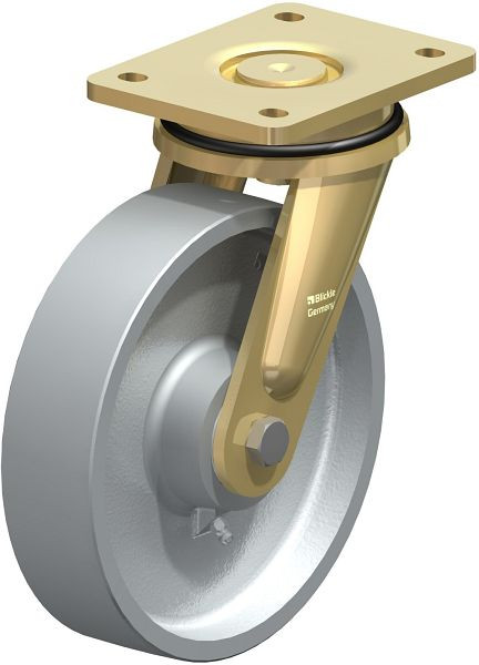 Blickle LS-G 200K Stahlgeschweißte Schwerlast-Lenkrolle, schwere Drehkranz-Ausführung, Guss, Grau, 49569