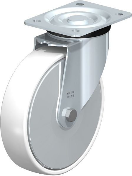 Blickle L-PPN 200G-FA Stahlblech-Lenkrolle, mittelschwere Ausführung, mit Anschraubplatte, Polypropylen, Weiß, 762816