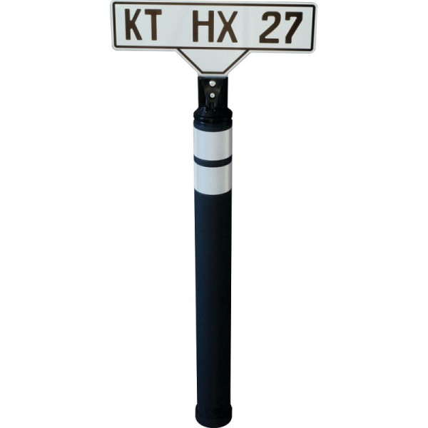 Stein HGS Schilderpfosten, anthrazit mit zwei weißen Streifen, RA2, 870 mm, PPC, 66010.0001