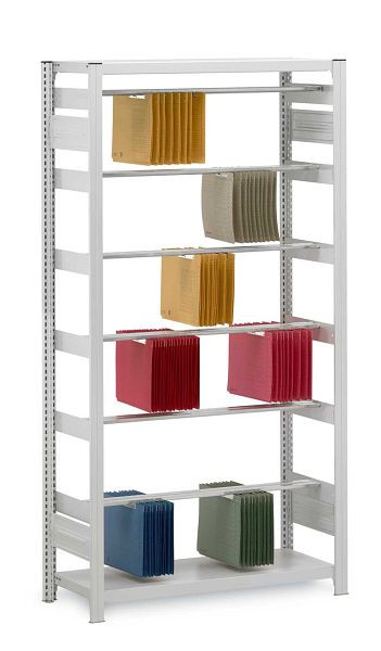hofe Pendelhefter-Anbauregal, 3000x400x1000 mm, 9 Ebenen, 3 Böden, verzinkt, 40 kg Fachlast, 360 kg Feldlast, Elba/Leitz System, HZA304010EL