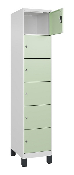 C+P Schließfachschrank Evolo PLUS, mit Füßen, 6 Fächer, 1950x400x500mm, 9016/60, 049010-126 S10019