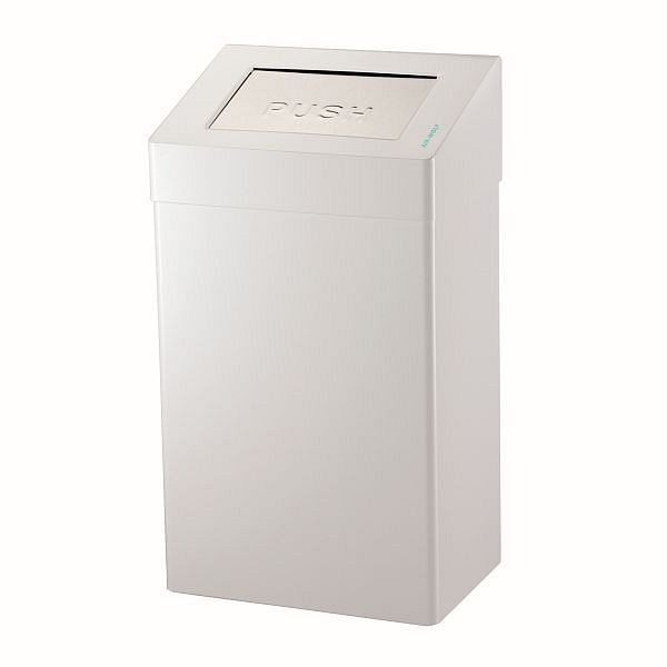 Air Wolf Abfallbehälter mit 50 Liter Volumen, Serie Omega, H x B x T: 680 x 375 x 250 mm, Edelstahl weiß, 29-441