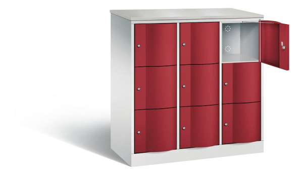 C+P Schließfachschrank Resisto, H1255xB1148xT540mm, Farbe: Lichtgrau / Rubinrot, 8573-372 S10678