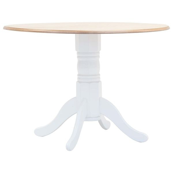 vidaXL Esstisch Weiß und Braun 106 cm Gummiholz Massiv, 247354