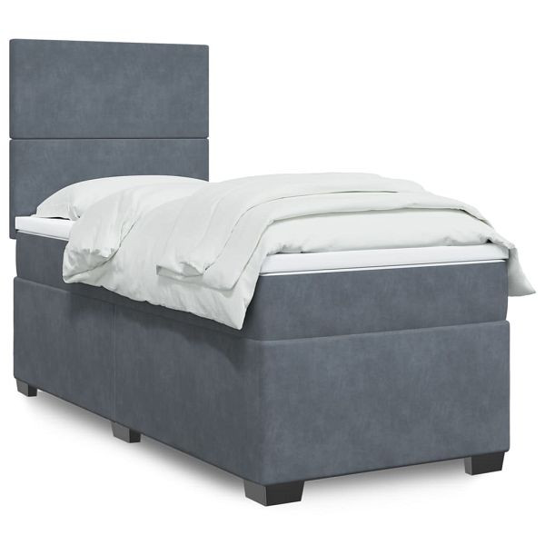 vidaXL Boxspringbett mit Matratze Dunkelgrau 80x200 cm Samt, 3290757