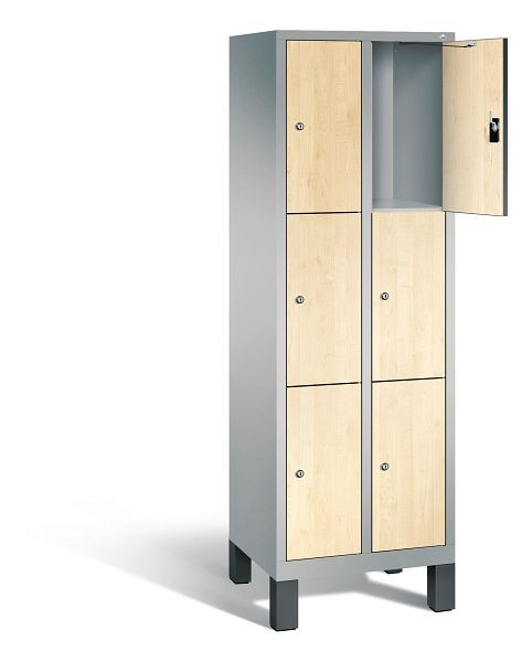 C+P Schließfachschrank Evolo, H1850xB610xT500mm, Farbe: Weißaluminium / Dekor Donau-Ahorn, 48010-203 S10173