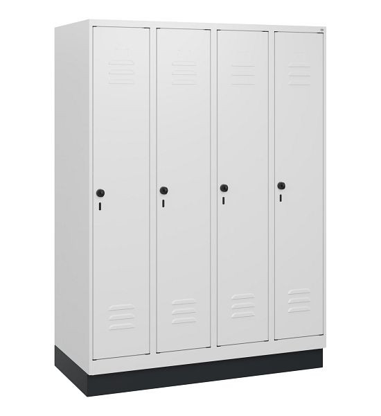 C+P Umkleidespind Classic PLUS, Sockel, 4 Abteile, 1630x1200x500mm, 9016/9016, Drehriegel, 0800205-40 S10014