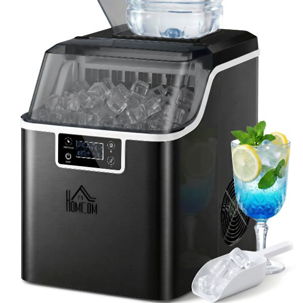 HOMCOM Eiswürfelmaschine, 36L x 25,2B x 37,1H cm, Schwarz, 800-139V90BK, 4255633554413