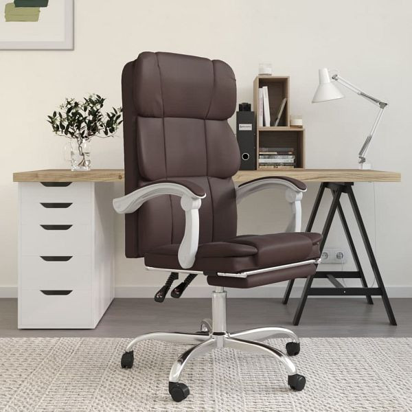 vidaXL Bürostuhl mit Liegefunktion Braun Kunstleder, 349630