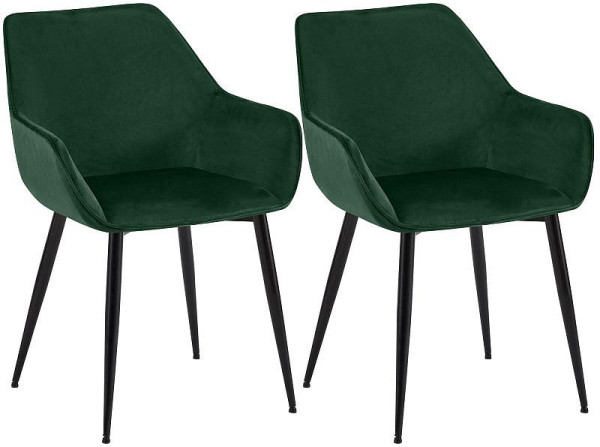 CLP 2er Set Esszimmerstuhl Luena Samt, grün, 327457