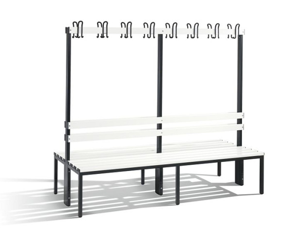 C+P Garderobenbank 2-seitig, H1650xB1960xT750 mm, Reinweiß, 8052-200 S10019