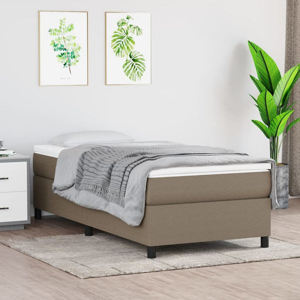 vidaXL Bettgestell Taupe 90x200 cm Stoff, Material: Stoff (100% Polyester), Sperrholz, Holzwerkstoff, 3120834