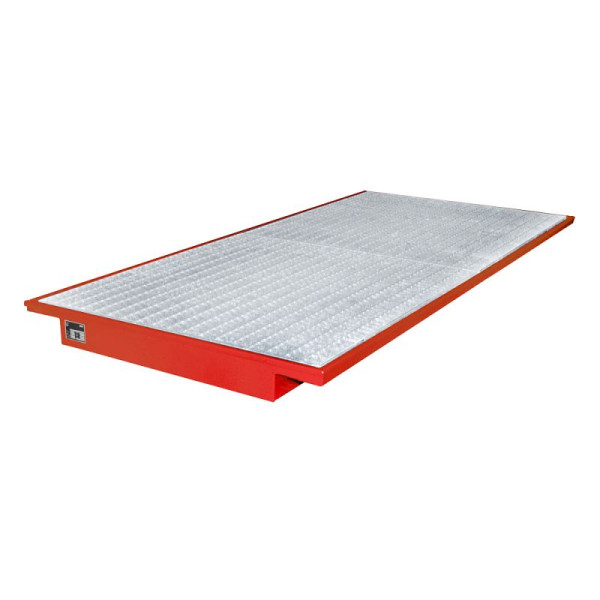 STEIN HGS Einhängewanne EHW, 3mm Stahlblech, verzinktes Gitterrost, 233 Liter, RAL 3000 feuerrot, Gesamthöhe 130 mm, lackiert, 79201.0014