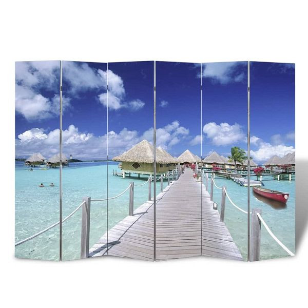 vidaXL Raumteiler klappbar 217x170 cm Strand, Tanne, 240480