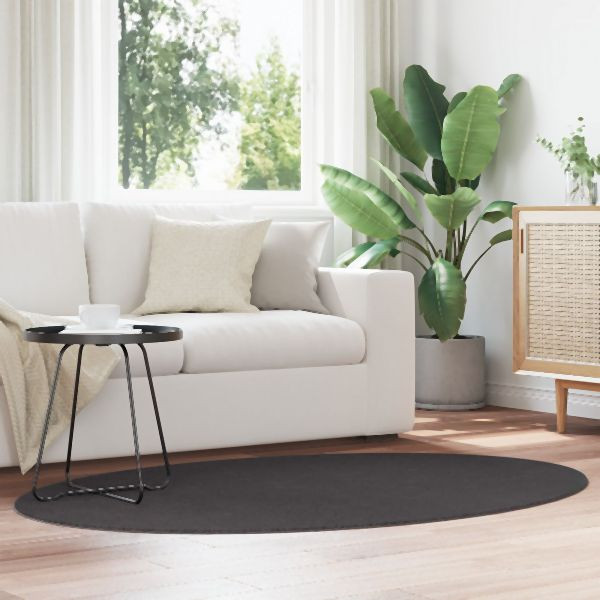 vidaXL Teppiche Anthrazit Wolle 120 x 170 cm Runder Teppich, 4103609