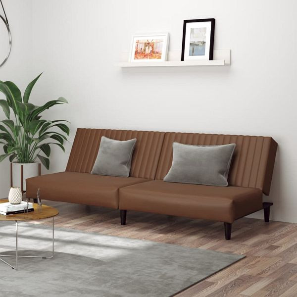vidaXL Schlafsofa 2-Sitzer Braun Kunstleder, Füllung: Schaumstoff, 375948