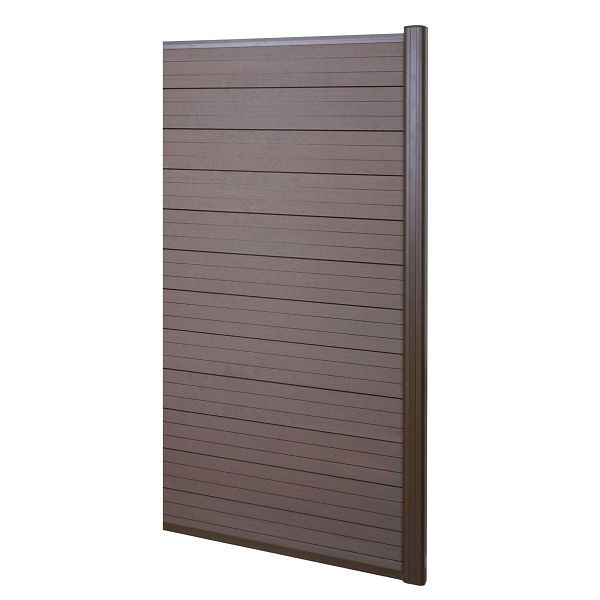 Mendler WPC-Sichtschutz Sarthe, Windschutz Zaun, Alu-Pfosten, Erweiterungselement schmal, 0,95m braun, 65032+65033