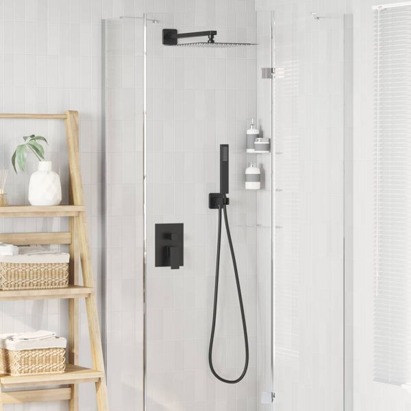 vidaXL Verborgenes Duschsystem (Quadrat) Schwarz Edelstahl 201, 42028989