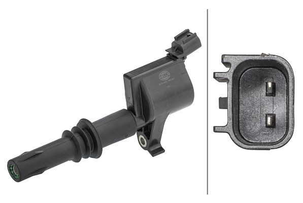 HELLA Zündspule, 12V, 2-polig, Kerzenschachtzündspule, geschraubt, 5DA 358 168-561